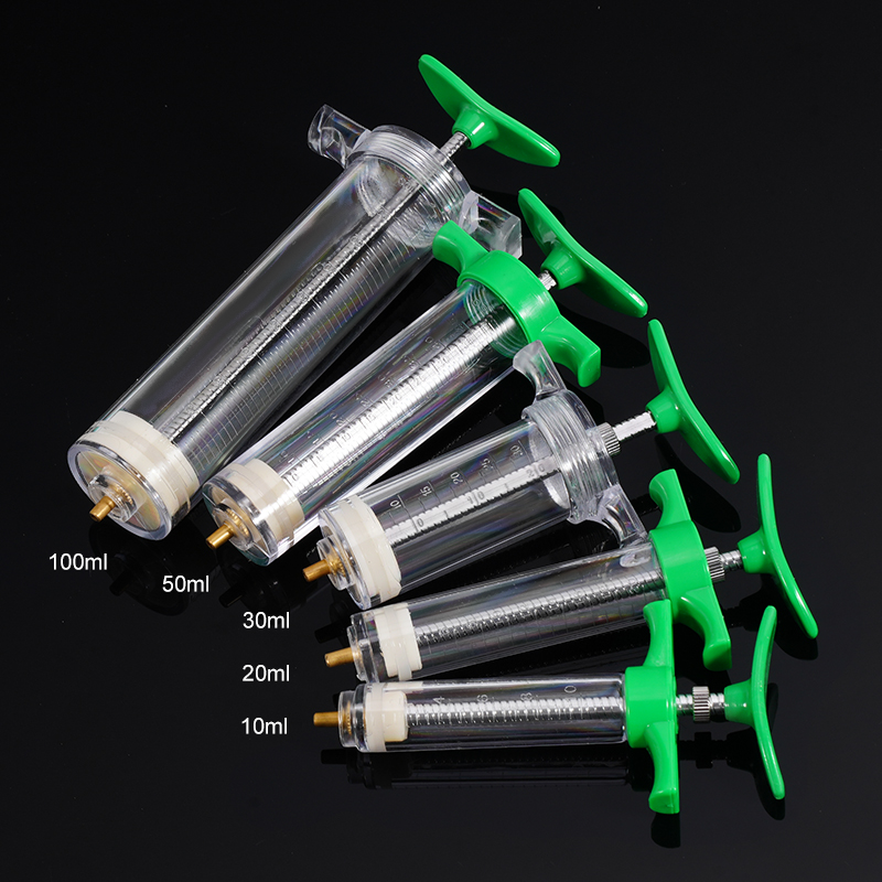 Veterinary Syringe Gun - Injector 10/20/30/50/100ML Plastic Steel Animal Syringe